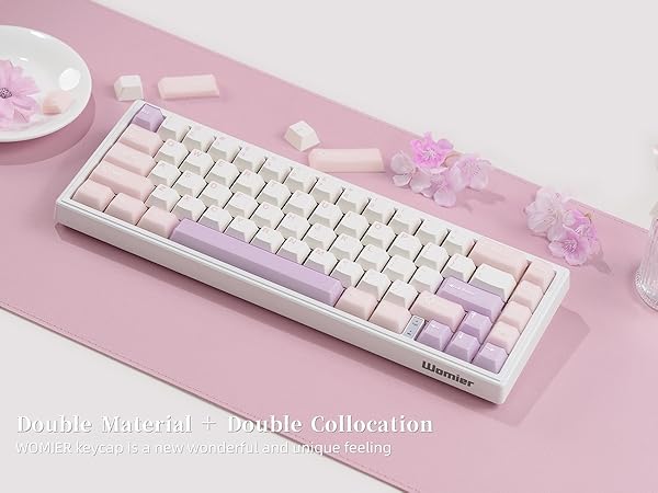 Mechanica Keyboard Keycaps Pink, Jelly PBT Keycaps, Translucent Jade Keyboard Key caps