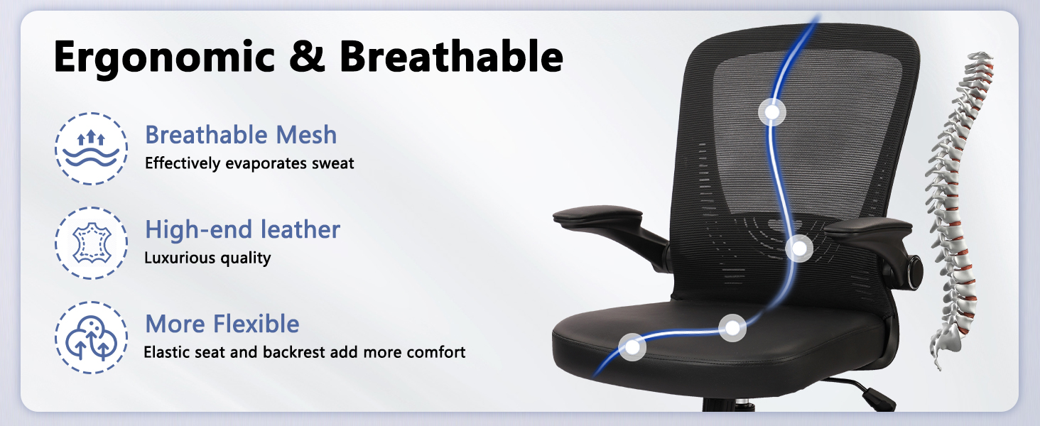 CLATINA Desk Chairs with Wheels, Ergonomic Rolling Mesh Office Chair