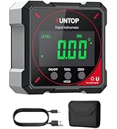 XUNTOP 4 * 90°Digital Angle Finder 4-side Strong Magnetic(No Laser) Digital Protractor with LCD D...