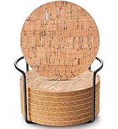 LIFVER 8 Packs Cork Coasters for Drinks, Outdoor Coasters with Holder, 4 Inches Drink Coasters wi...