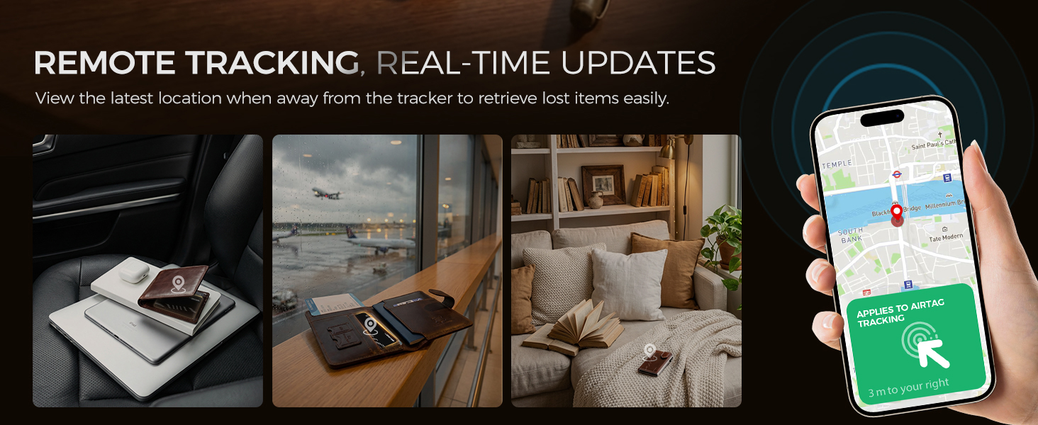 AirTag Smart Card for Apple Find My, GPS Item Finder IP68 Waterproof Locator for Keys, Pets, Luggage