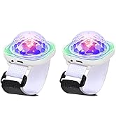 Lancoon 2 Pack Disco Ball Light, Wearable Mini Portable LED Lamp Night Strobe Watch Bracelet USB ...