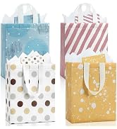 STYPOP 10" Gift Bags Medium Size (4 Pack) - Includes Tissue Paper &amp; Cards, Reusable Non-Woven Gif...