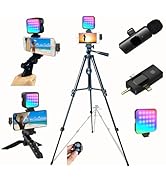 Carrotech for iPhone Vlogging Kit, Vlogging Kit for Andriod Phone with Two Tripods RGB Light Lava...