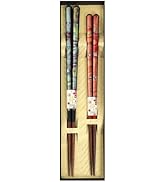 Premium Japanese Chopsticks Reusable 2prs Set [Made in Japan] Featuring Mother of Pearl Inlay and...