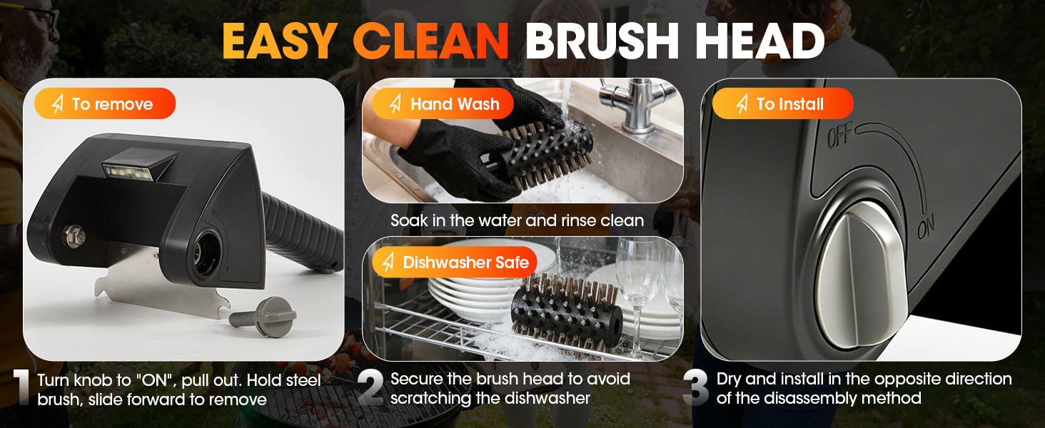 easy clean brush head