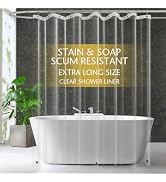 ZEMAHOME Extra Long Clear Plastic Shower Curtain Liner - Lightweight 72" x 92" Transparent Bathro...