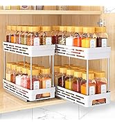 2 Packs Pull Out Spice Rack Organizer for Cabinet, Durable Slide Out Spice Racks Organizer, Easy ...