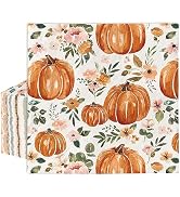 AnyDesign 80Pcs Fall Paper Napkins Boho Floral Pumpkin Disposable Luncheon Napkins Watercolor Des...