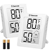 Geevon 2 Pack Hygrometer Indoor Thermometer Room Humidity Gauge with Battery,Digital Temperature ...