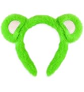 TIIZIISII Plush Green Bear Ears Headband, Soft Animal Ear Hairband for Women, Cute Cartoon Cospla...