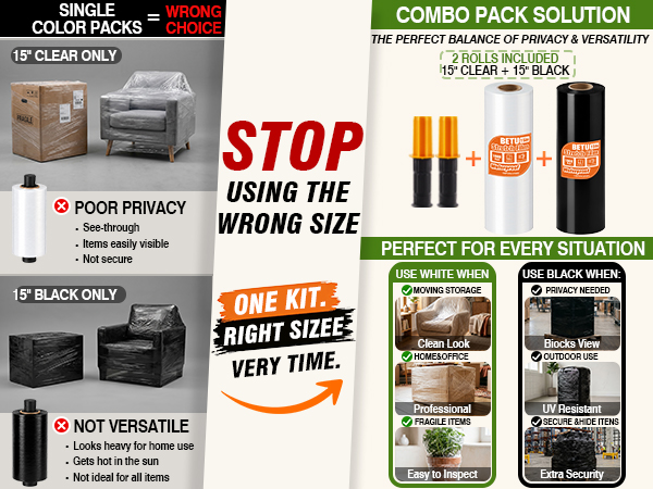 Plastic Stretch Film Shrink Stretch Wrap Moving Supplies Packing Shipping Pallet Boxes Dorm college 