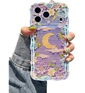 EYZUTAK Case for iPhone 17 Pro Max, Colorful Retro Oil Painting Flower Moon Pattern Laser Cute Cu...