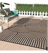 GENIMO 5'x8' Outdoor Rug for Patio Waterproof, Reversible Plastic Straw Rug, Geometric Area Rug O...