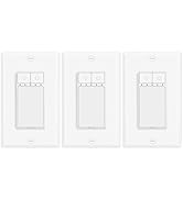 3 Pack Single Pole Dimmer Light Switch, Neutral Wire Required, Work with LED/CFL (150W Max) &amp; Hal...