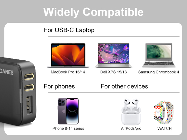 Compatible with Apple laptops, iPhones and other devices