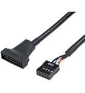 WLGQ USB 2.0 9-Pin to USB 3.0 19-Pin Adapter Cable - Internal Motherboard Converter for Front Pan...