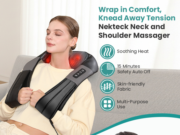 nekteck neck back massager for pain relief deep tissue shoulder massage tool