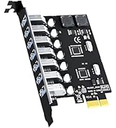 GLOTRENDS U3057 7-Port USB 3.0 Type-A 5Gb PCIe Expansion Card for Intel, AMD, and ARM Platform, C...