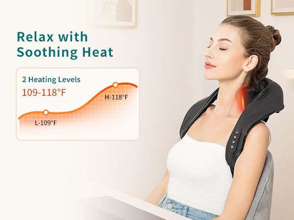 neck and back massager with heat - Relax with Soothing Heat