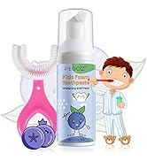 Kids Foam Toothpaste with U-Shape Electric Toothbrush, Mousse Foam Whitening Toothpaste, Fluoride...