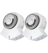 Clear Power Indoor Timer (Dual Pack) 2 Grounded Outlet 24 Hour Mechanical Timer for Lamps, Holida...