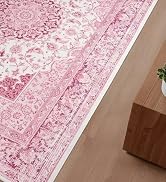 Macgace 4x6 Washable Rugs for Living Room, Faux Wool Vintage Rug for Bedroom Dining Room, Low Pil...
