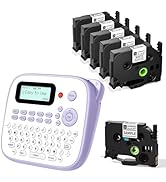 EazeID D210S Label Maker Machine with 6PK 9mm Tapes Waterproof, Portable Labeler with Keyboard Po...