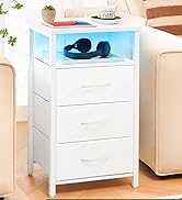 Yoobure Night Stand with Charging Station, 16 Colors LED Nightstand with USB Ports and Outlets, E...