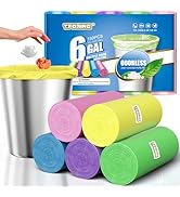T.FORING 6 Gallon Trash Bags Colored 0.94 Mil Thick - 150 Count Medium Garbage Bags for Bathroom,...