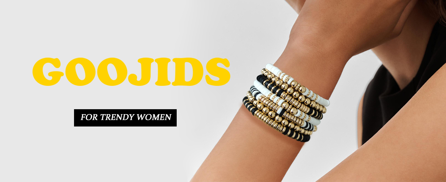 GOOJIDS Surfer Heishi Clay Bead Bracelets