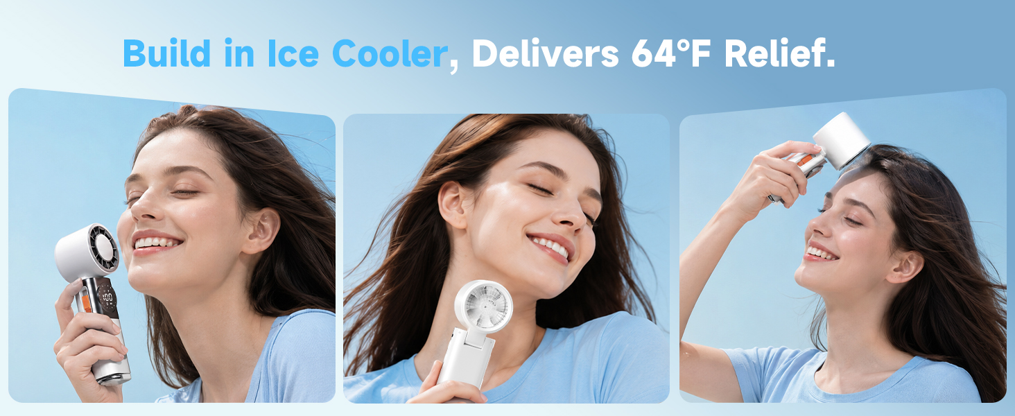 portable fan with ice cooling chip