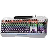 AULA Keyboard, T102M 104 Keys Hot Swappable Mechanical Gaming Keyboard with Rainbow Backlit, Red ...