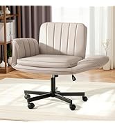 VENDORZ Criss Cross Chair with Wheels &amp; Armrests, Criss Cross Office Swivel Chair, PU Leather Van...