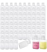QTLCOHD 120 Pack 1 oz Plastic Refillable Bottles with Flip Cap, Small Hand Sanitizer Bottles, Tra...