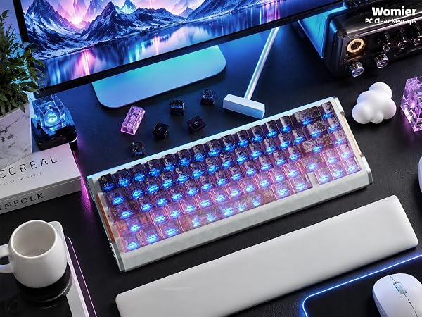 Clear Keycaps, Translucent Keycaps Set Keyboard Caps Cherry Profile,Custom Shine through Keycaps