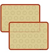 Macaron Silicone Baking Mat - Set of 2 Non Stick Silicon Macaroon Baking Sheet Cookie Liner