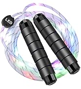 Glovion LED Jump Rope,Light Up Jump Rope Flashing Color Changing Skipping Rope for Light Show,USB...