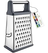 Spring Chef Professional Cheese Grater - Stainless Steel Box Grater for Kitchen, XL Size, 4 Sides...