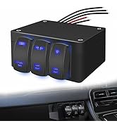 weideer 12V 3 Gang Rocker Switch Box ON/OFF Blue LED Rear Lights Rock Lights LED Light Bar Toggle...