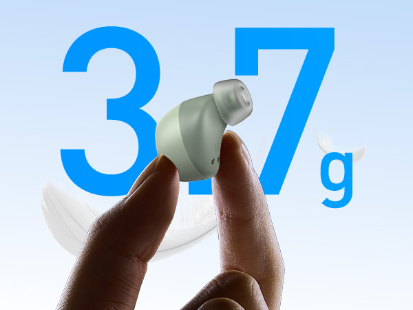 Ultra-lightweight 3.7g in-ear earbud design for comfortable everyday wireless listening