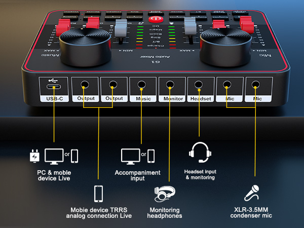 podcast recording equipment live streaming kit sound board mixer sound card for live streaming