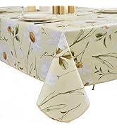 Vinyl Tablecloth with Flannel Backing - Waterproof, Oil-Proof, Easy to Clean -Plastic Table Cloth...