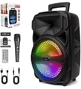 ROXAAN Portable Wireless Bluetooth Loud Speakers, PA Speaker Systems with Sub-woofer, Bass, 8 Inc...