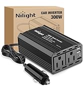 Nilight 300W Power Inverter 12V DC to 110V AC Car Charger Converter with 5.4A Dual USB Ports and ...