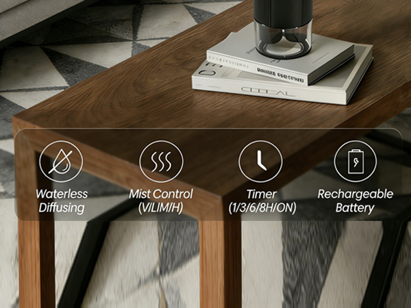 waterless essential oil diffuser scent aromatherapy car room hotel bedroom mini cordless portable 