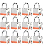 12pcs Solid Keyed Alike Padlock with 24 Same Keys &amp; Short Hardened Shackle That Resist Cutting, G...