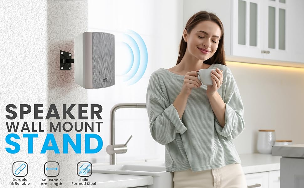 speaker; wall; ceiling; mount; stand; bracket; adjustable; swivel; telescopic; arm; pyle; PSTNDC31