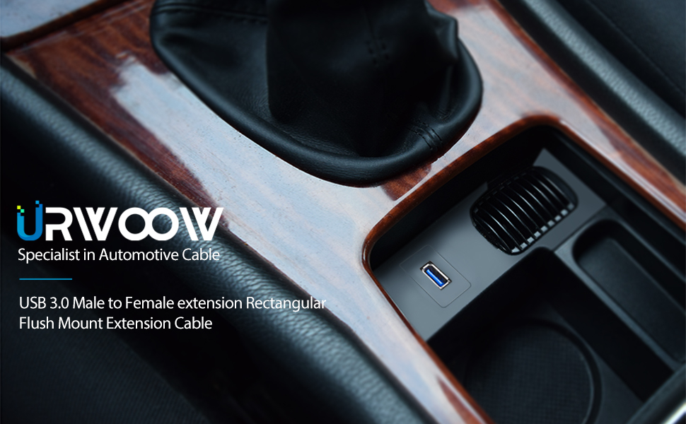 USB3.0 Square Flush Mount USB 3.0 Extension Mount, Dash Mount, Flush Mount, Panel Mount Cable