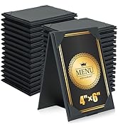 FLKQC 30 Pack Double-Sided Menu Holders 4"x 6", PU Leatherette A-Frame Table Tents for Restaurant...